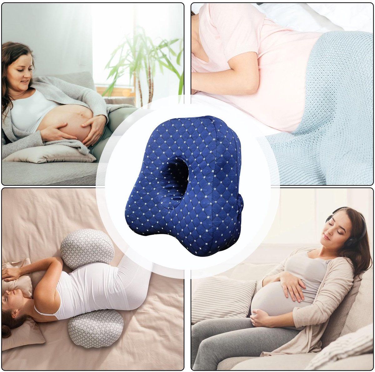 Orthopedic Knee Pillow Ergonomic Leg Alignment Support With Breathable Washable Cover For Side Sleepers And Pregnancy Blue, 24 x 21 x 13 cm