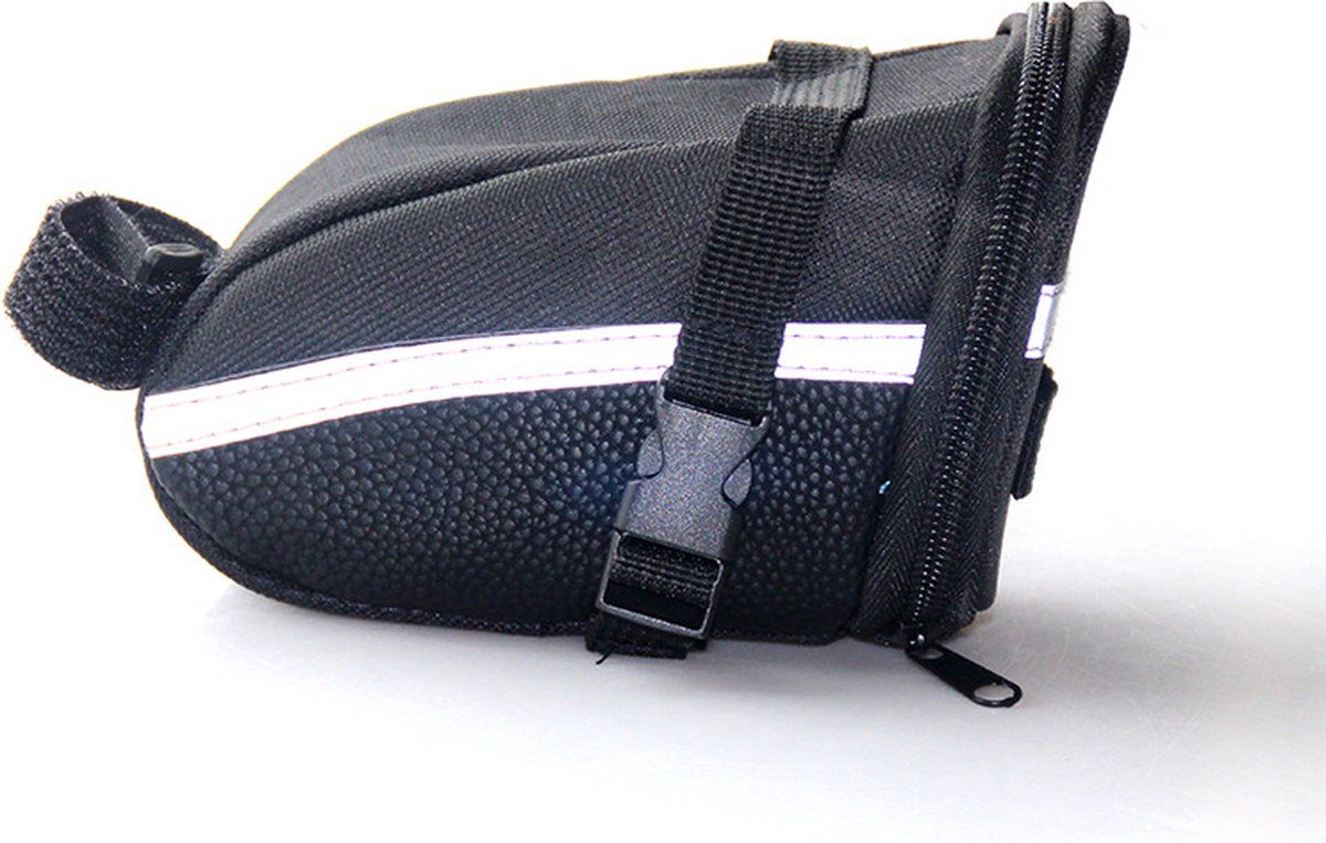 Bike Saddle Bag Waterproof Polyester Large Capacity With Reflective Strips For MTB And Road Cycling, Black, 15 x 11 x 8 cm