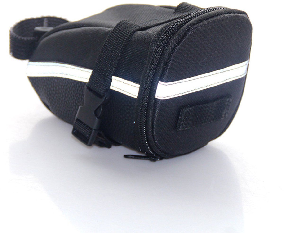 Bike Saddle Bag Waterproof Polyester Large Capacity With Reflective Strips For MTB And Road Cycling, Black, 15 x 11 x 8 cm