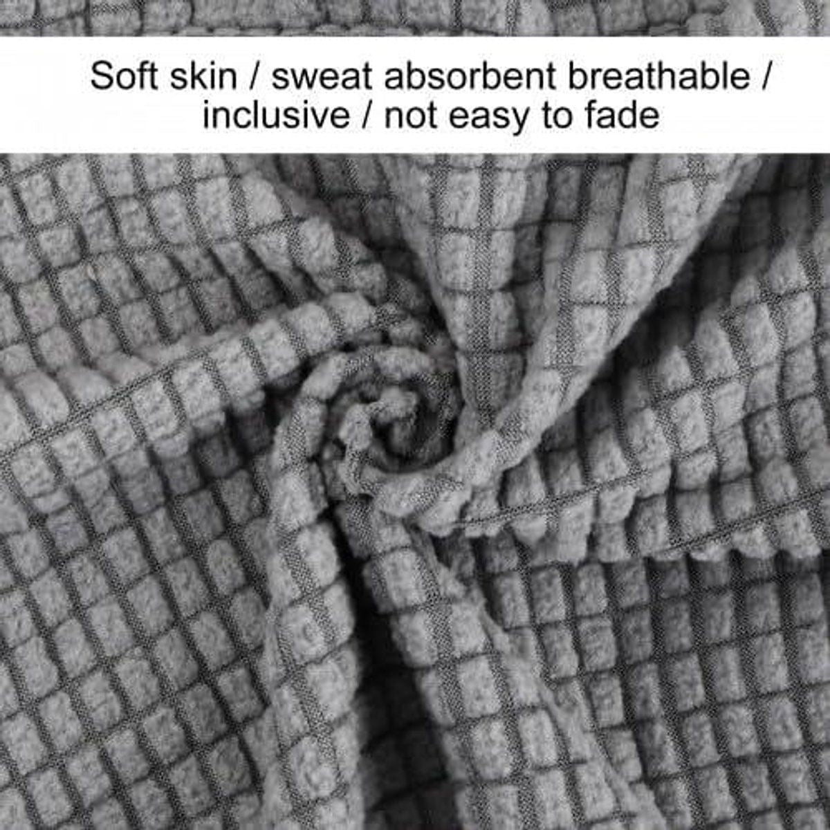 Square Ottoman Cover Stretch Jacquard Polyester Slipcover With Elastic Non Slip Band For Living Room Dark Gray, 80 to 100 cm