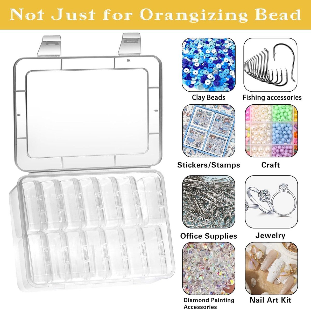 Clear Plastic Storage Box Organizer Set, PP Material With Hinged Lids, For Beads Jewelry Pills Crafts, 1 Large Box With 14 Small Boxes, Transparent