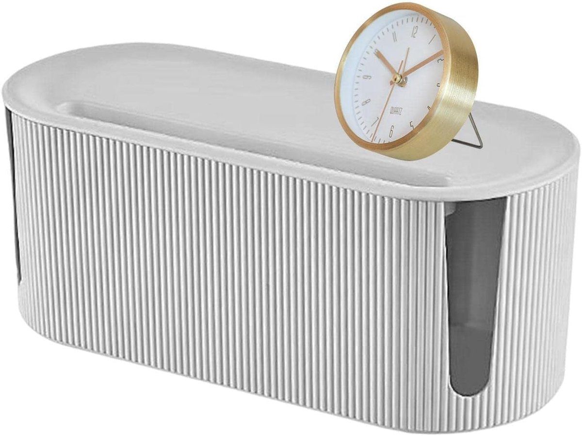 Cable Management Box ABS Cord Organizer With Ventilation And Slide Lid For Office Desk And TV Stand White, 31 x 13.5 x 12.5 cm