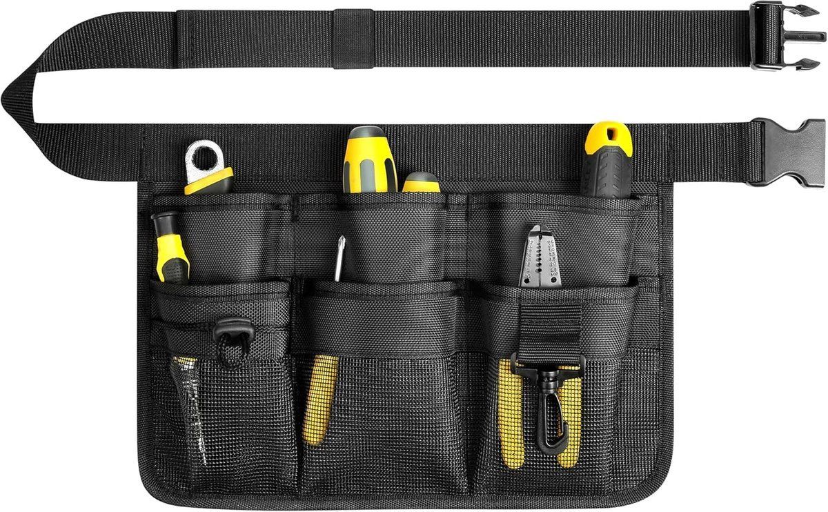 Garden Tool Belt Apron With 8 Pockets, Durable Oxford Polyester Adjustable Waist Work Apron For Gardening, DIY And Construction, Black, 43 in