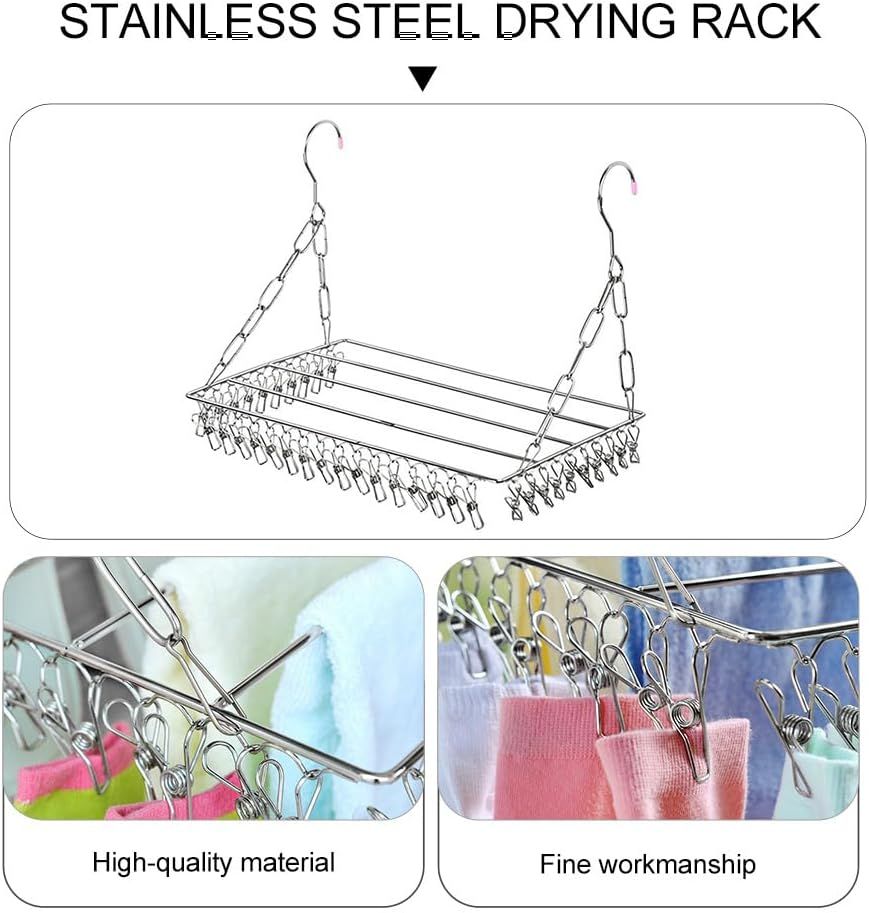 36 Clip Stainless Steel Drying Rack for Socks and Underwear