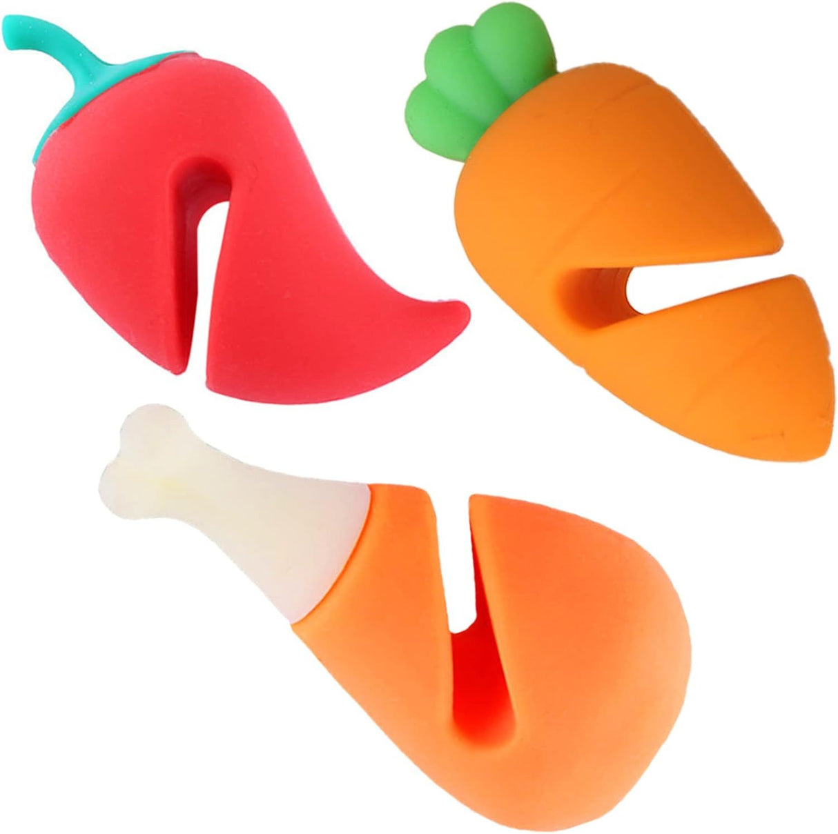 3 Piece Silicone Pot Lid Risers Carrot Chili and Drumstick