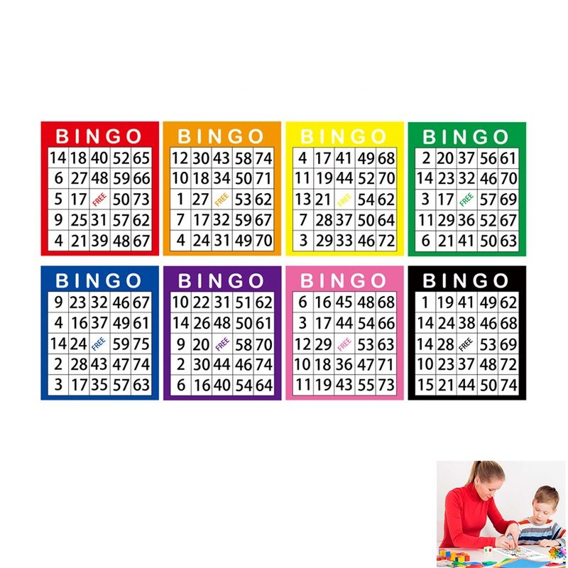 100 Piece Bingo Cards Random Colors, 11 x 12.5 cm