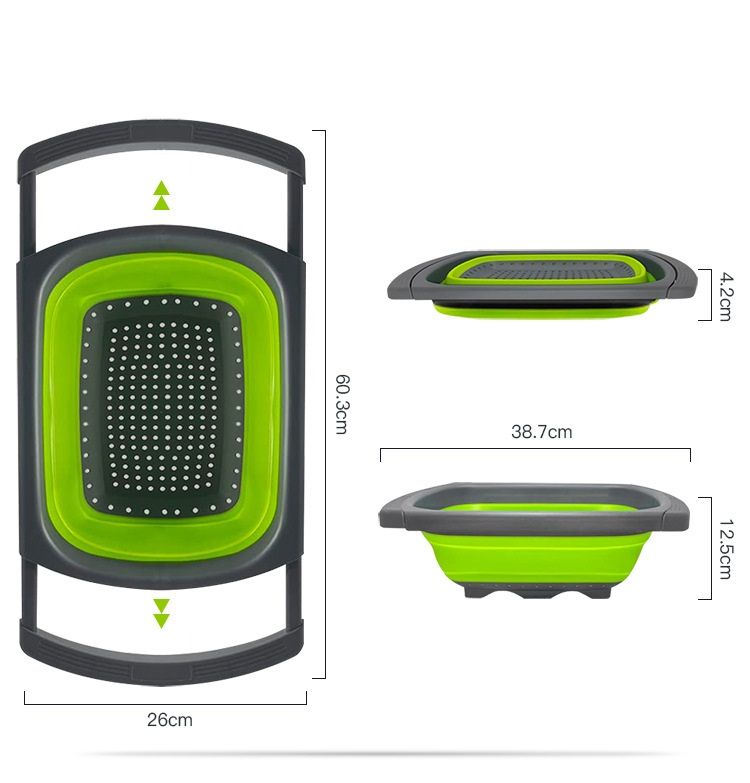 Collapsible Silicone Colander with Extendable Handles