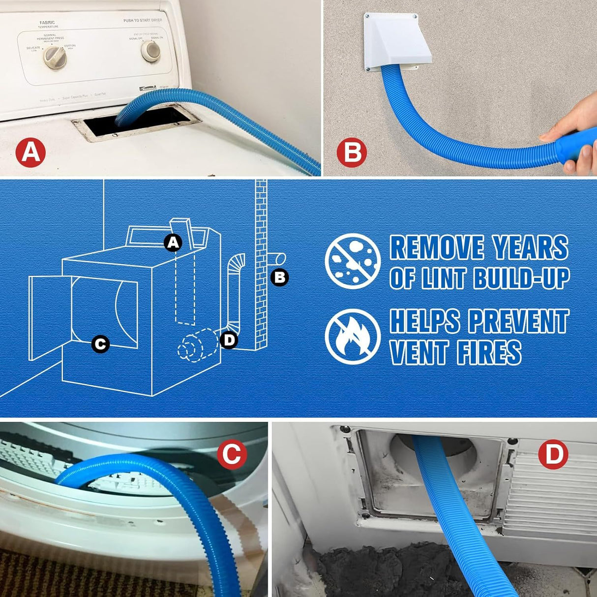 Universal Dryer Lint Cleaner for Vacuum Cleaners Blue