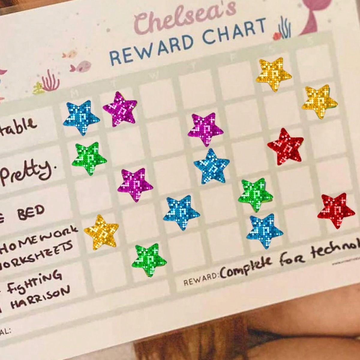 1620 Piece Holographic Star Stickers 6 Colors, 15 mm