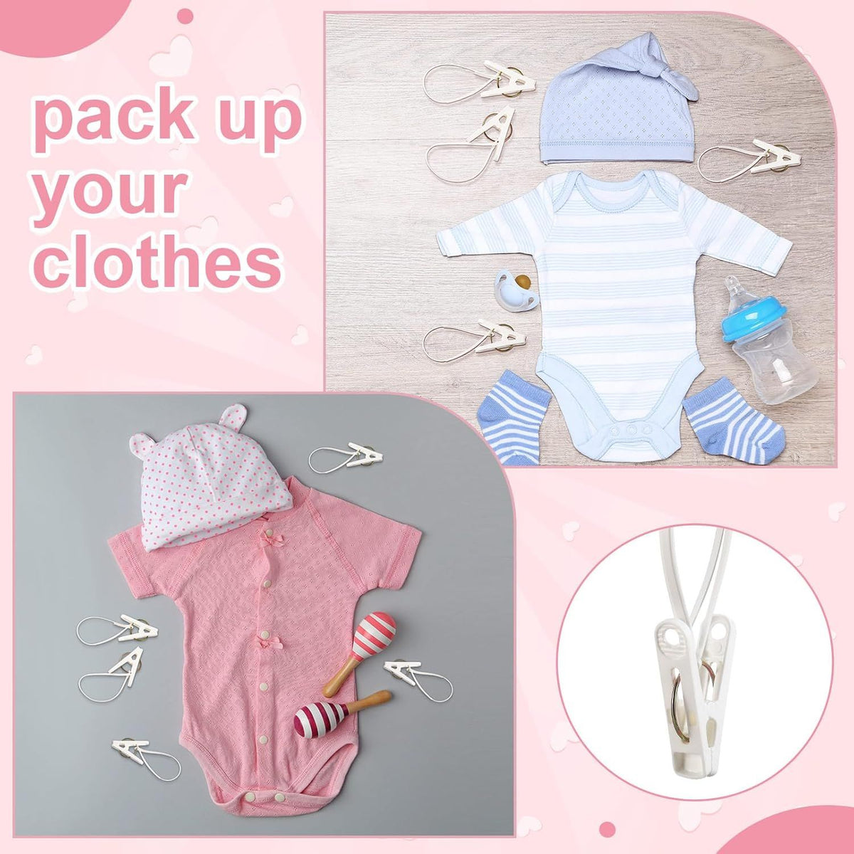30 Piece Multifunctional Clothes Pegs White for Baby Clothes and Towels