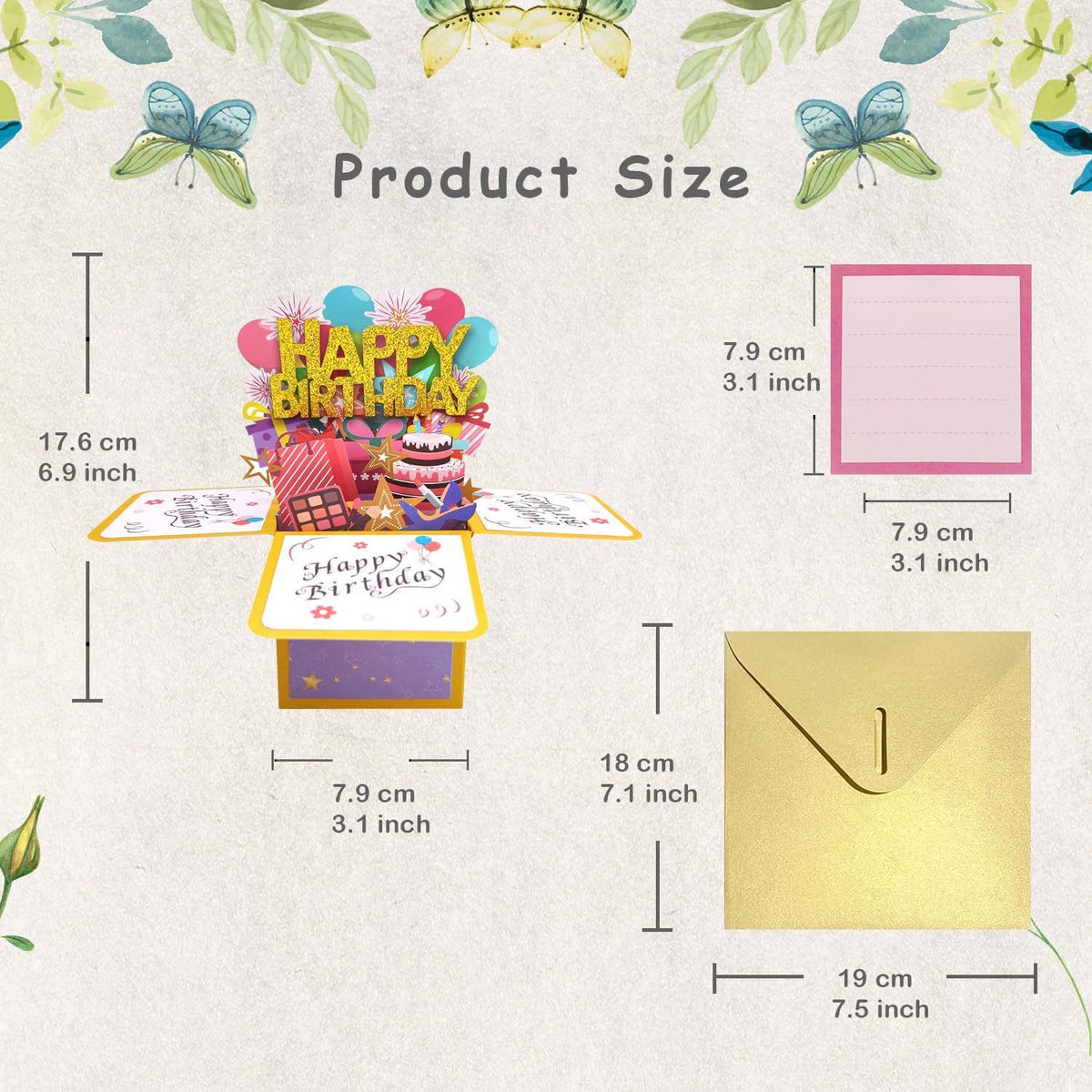 2 Piece 3D Pop Up Birthday Cards for Family and Friends