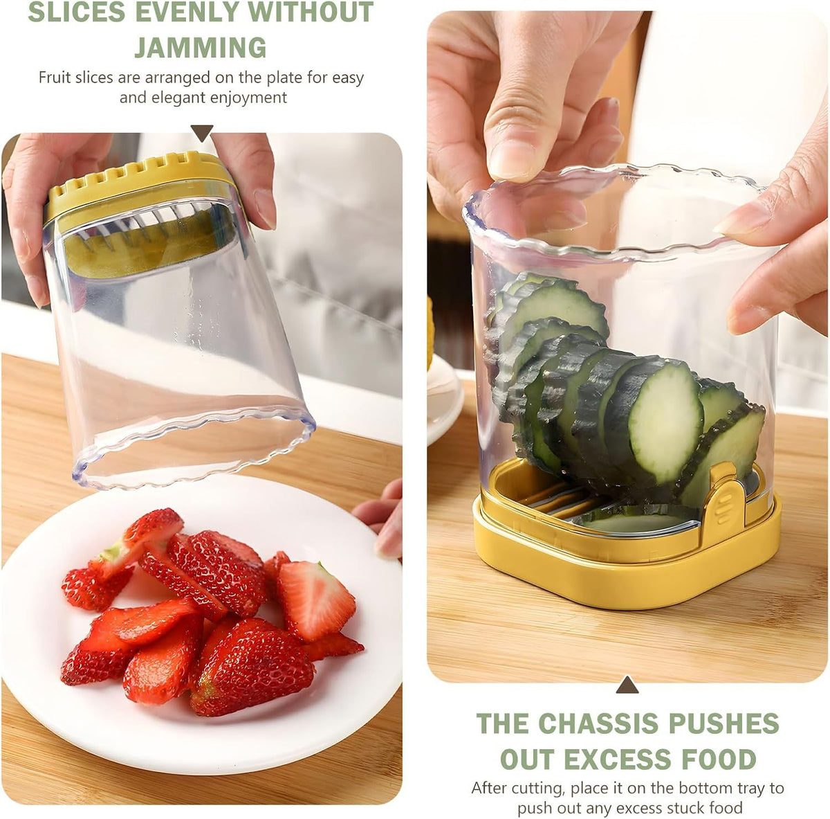 Stainless Steel Fruit and Vegetable Slicer with Pressure Plate Yellow