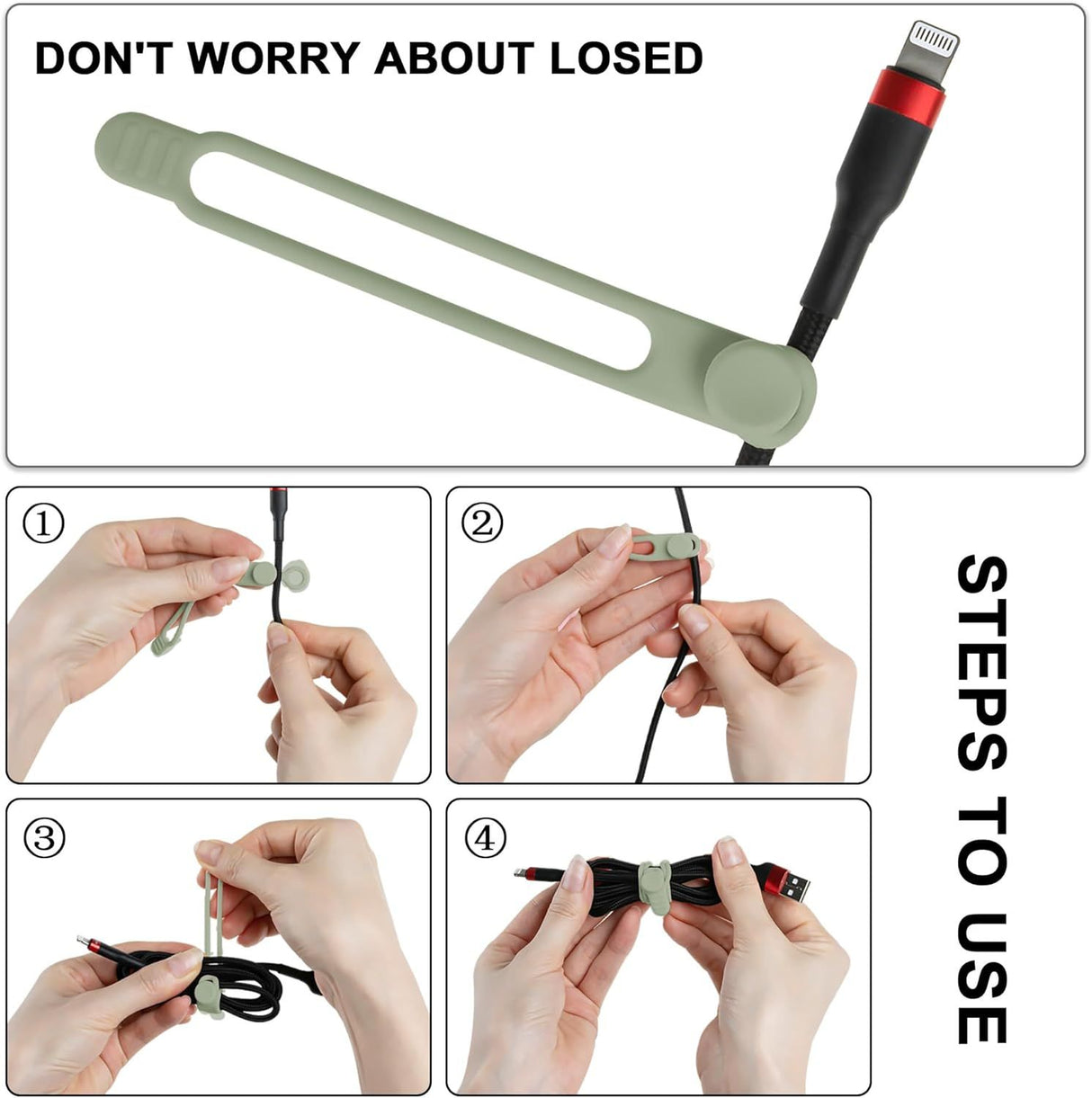30 Piece Reusable Silicone Cable Ties 6 Colors