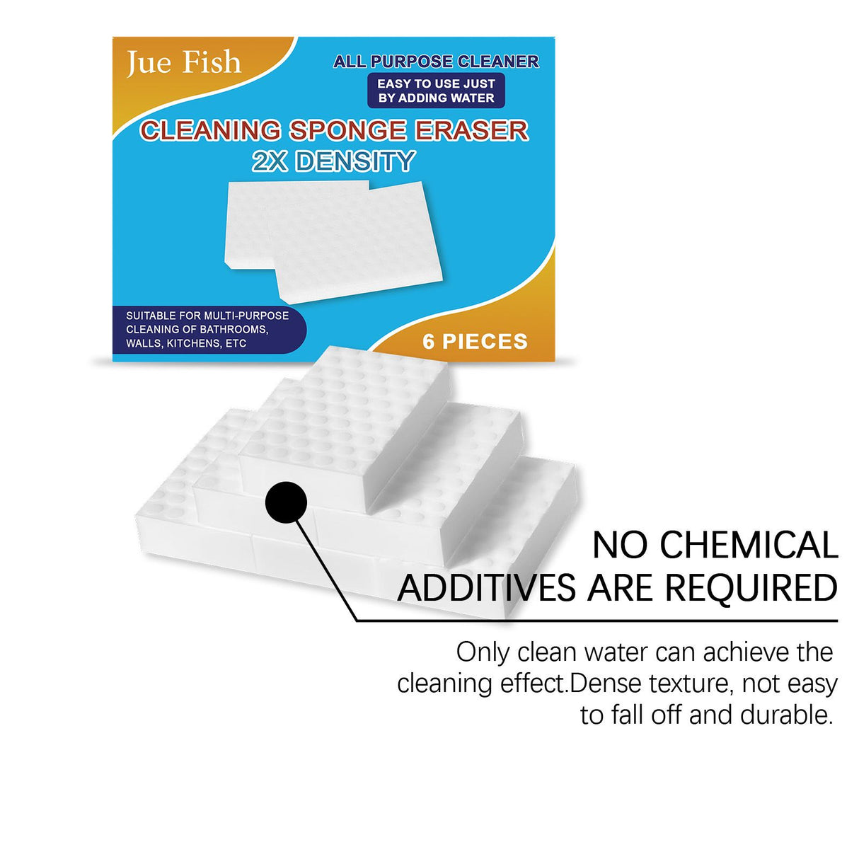 6 Pack Melamine Cleaning Sponges Double Density