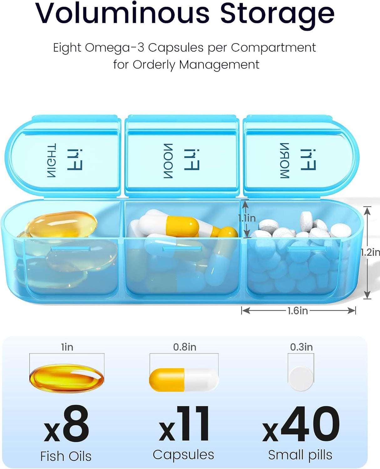7 Day Pill Box 3 Compartments per Day Black