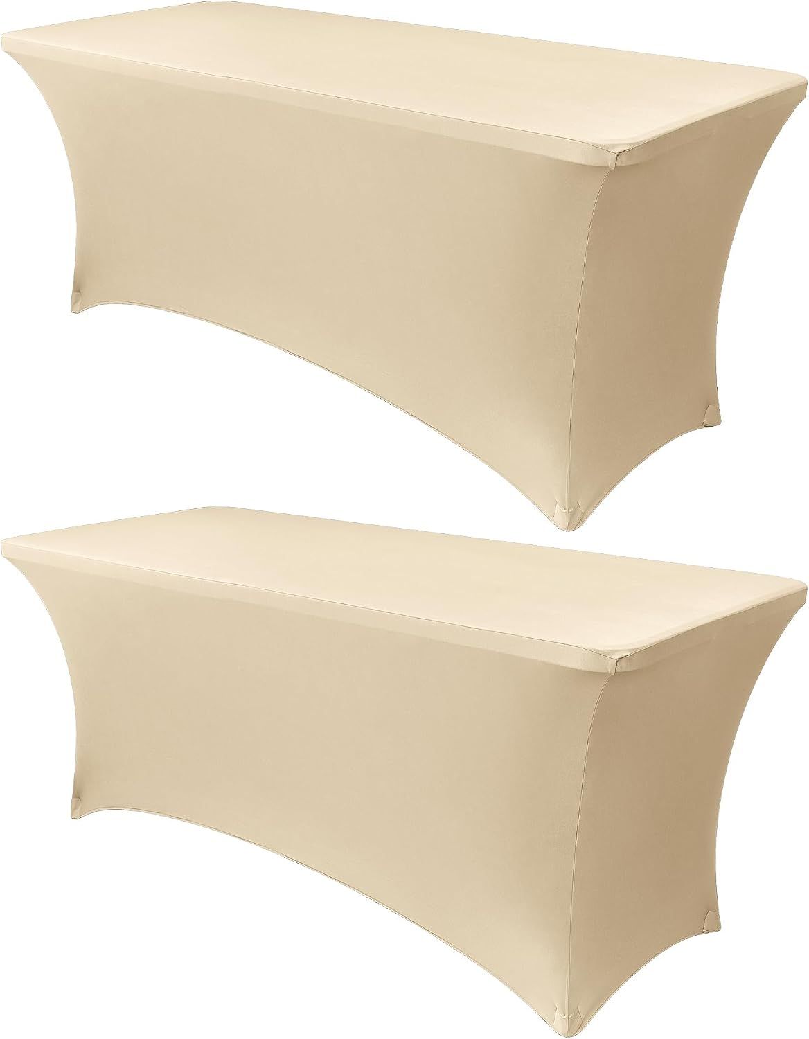 2 Piece Stretch Tablecloth Spandex Champagne, 183 x 75 x 75 cm