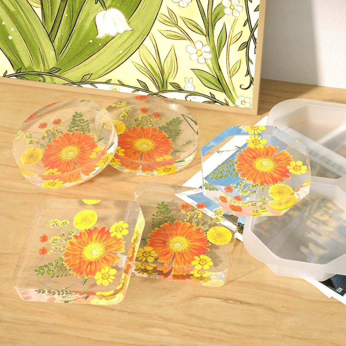 Silicone Resin Coaster Mold 6 Compartments Extra Deep