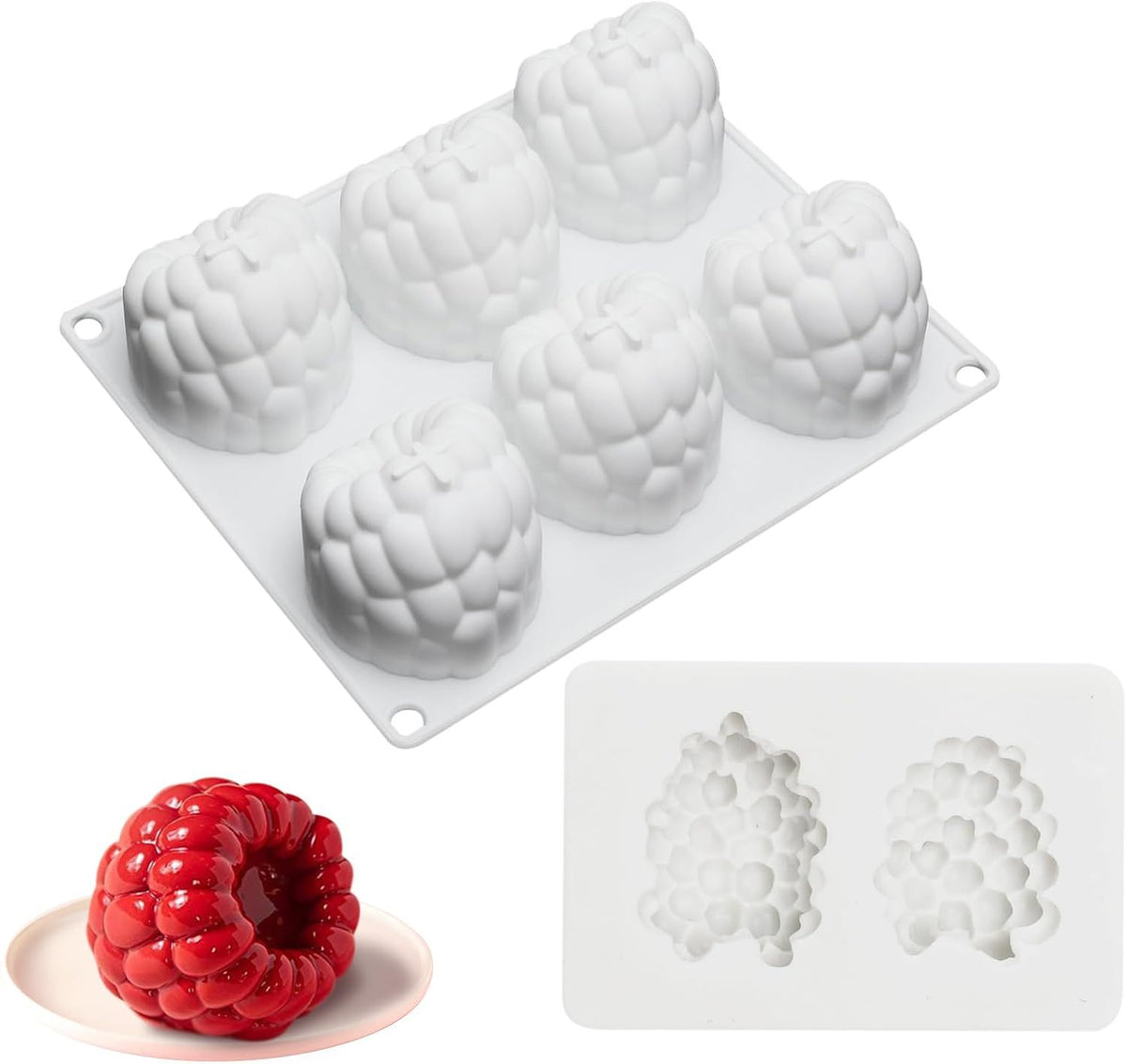 Silicone Raspberry and Blackberry Baking Mold 8 Compartments Red