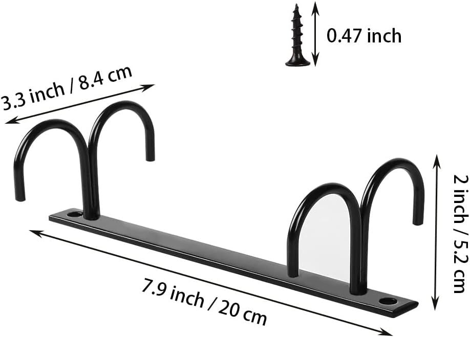 2 Piece Under Cabinet Mug Holder 8 Hooks Black