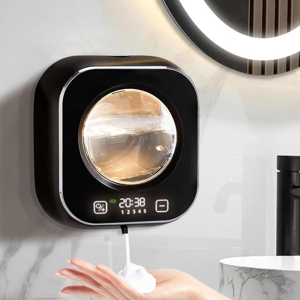 Automatic Foaming Soap Dispenser Rechargeable Black, 320 ml