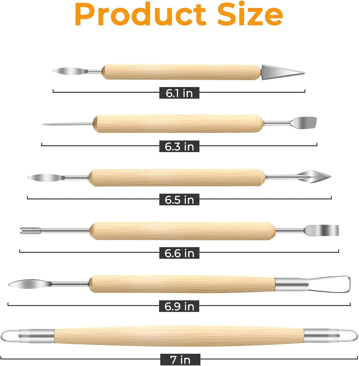 6 Piece Clay Tool Set for Modeling and Pottery