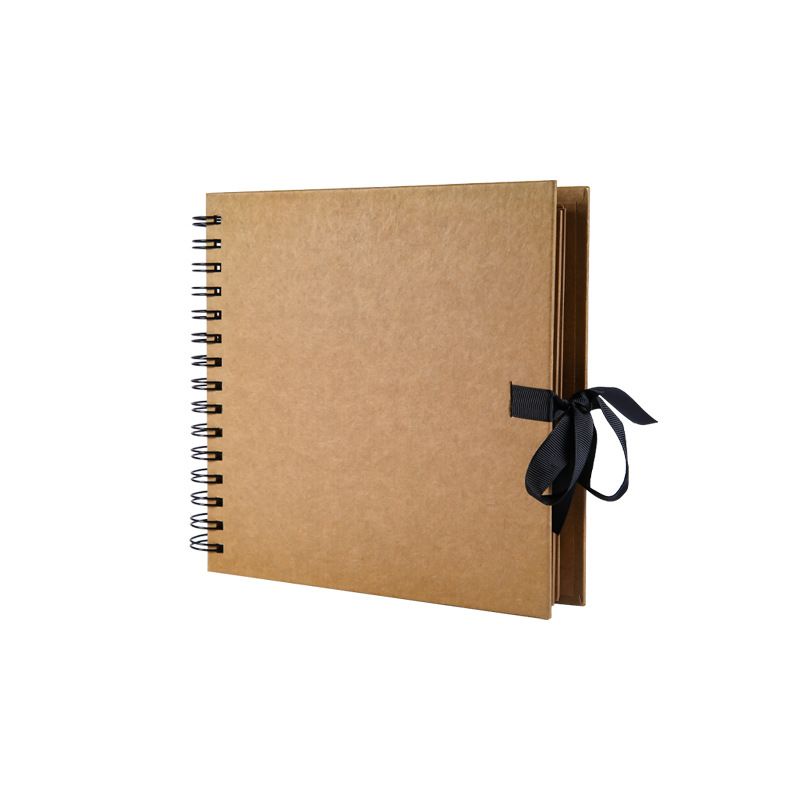 40 Page Kraft Paper Scrapbook Album with Ribbon Closure, 20 x 20 cm