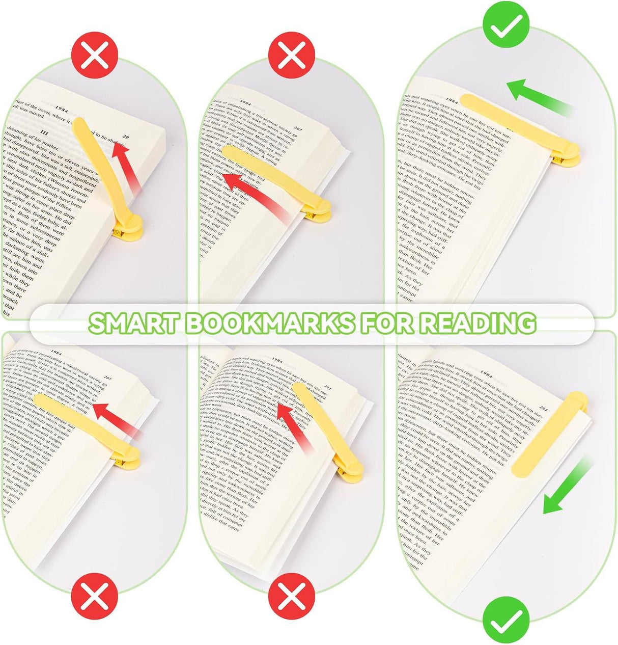 6 Piece Automatic Silicone Bookmark Set 6 Colors