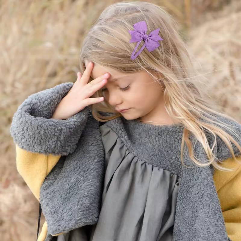 4 Piece Soft Satin Bow Hair Clips Yellow for Women and Girls