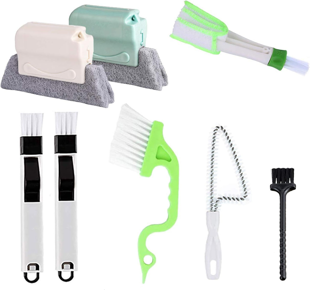 8 Piece Cleaning Brush Set for Crevices and Door Rails