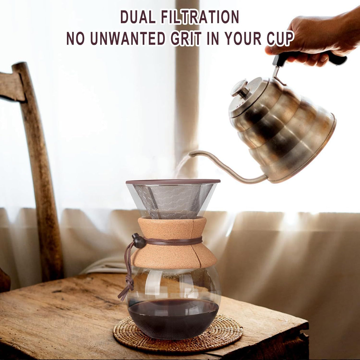 Reusable Stainless Steel Coffee Filter 800 Mesh for Pour Over Coffee