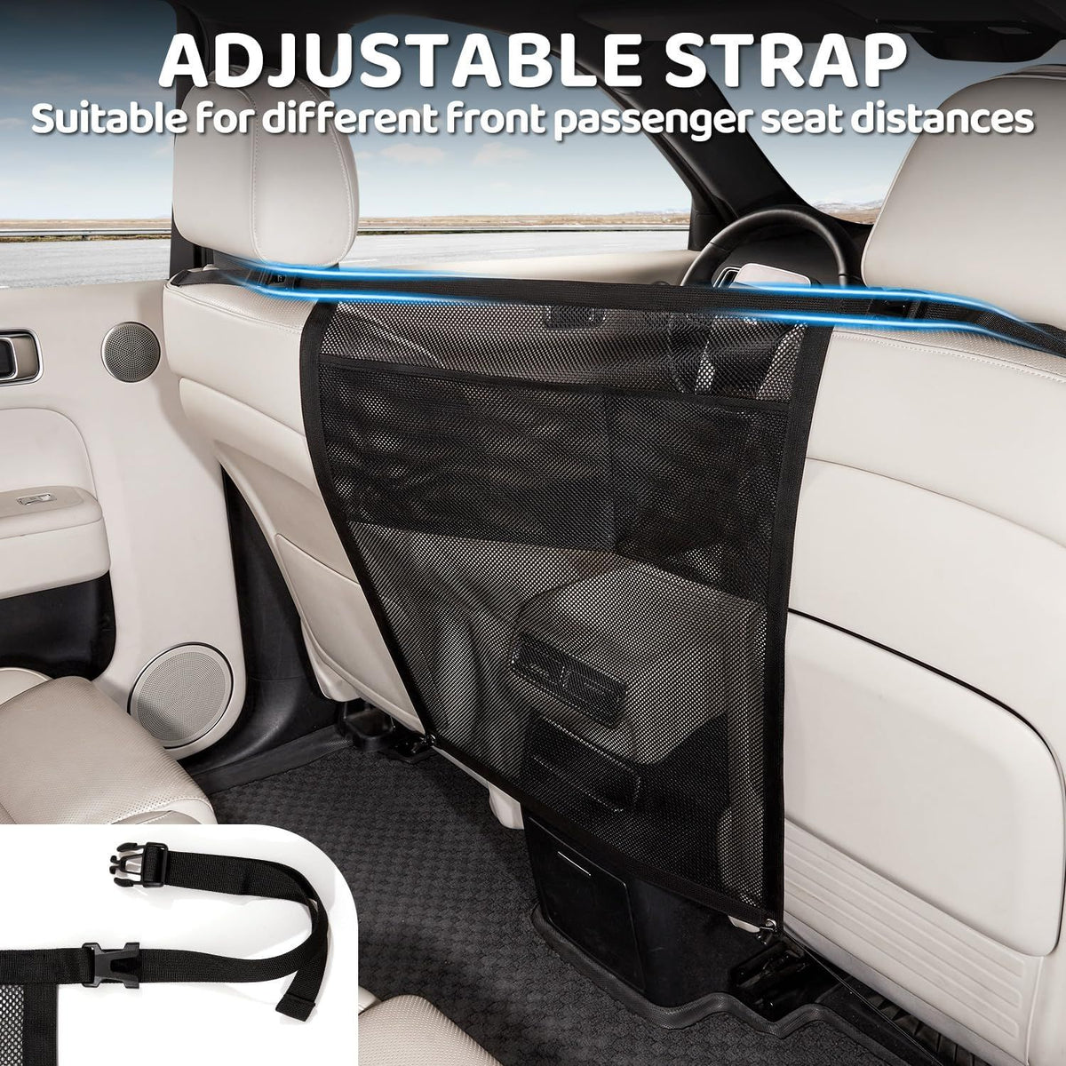 Universal Car Dog Guard Safety Net with Storage Compartment Black
