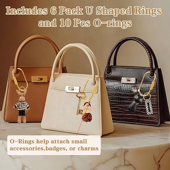 18 Piece Brass Keyring Set with U Rings and Screw Lock Gold