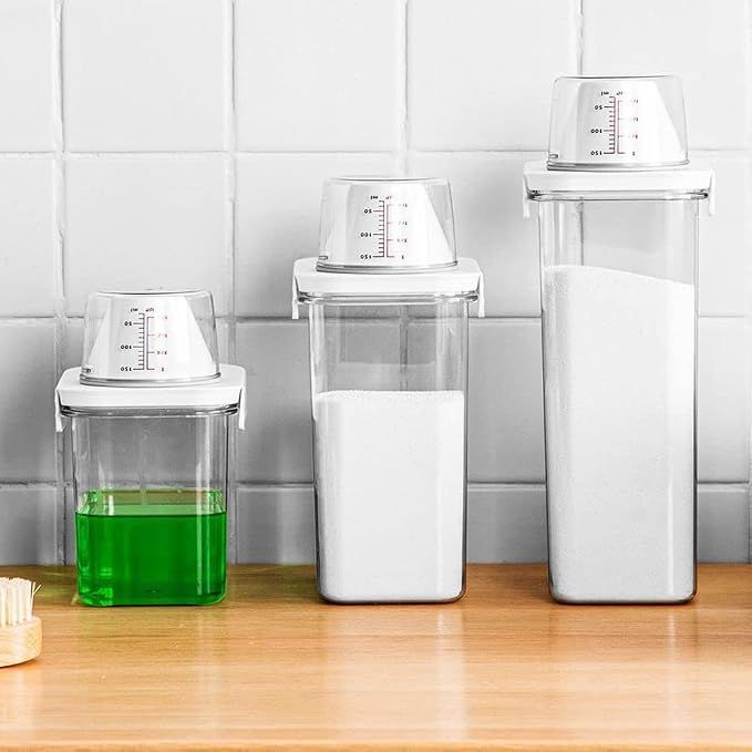 Washing Powder Storage Box with Lid and Measuring Cup, 2300 ml