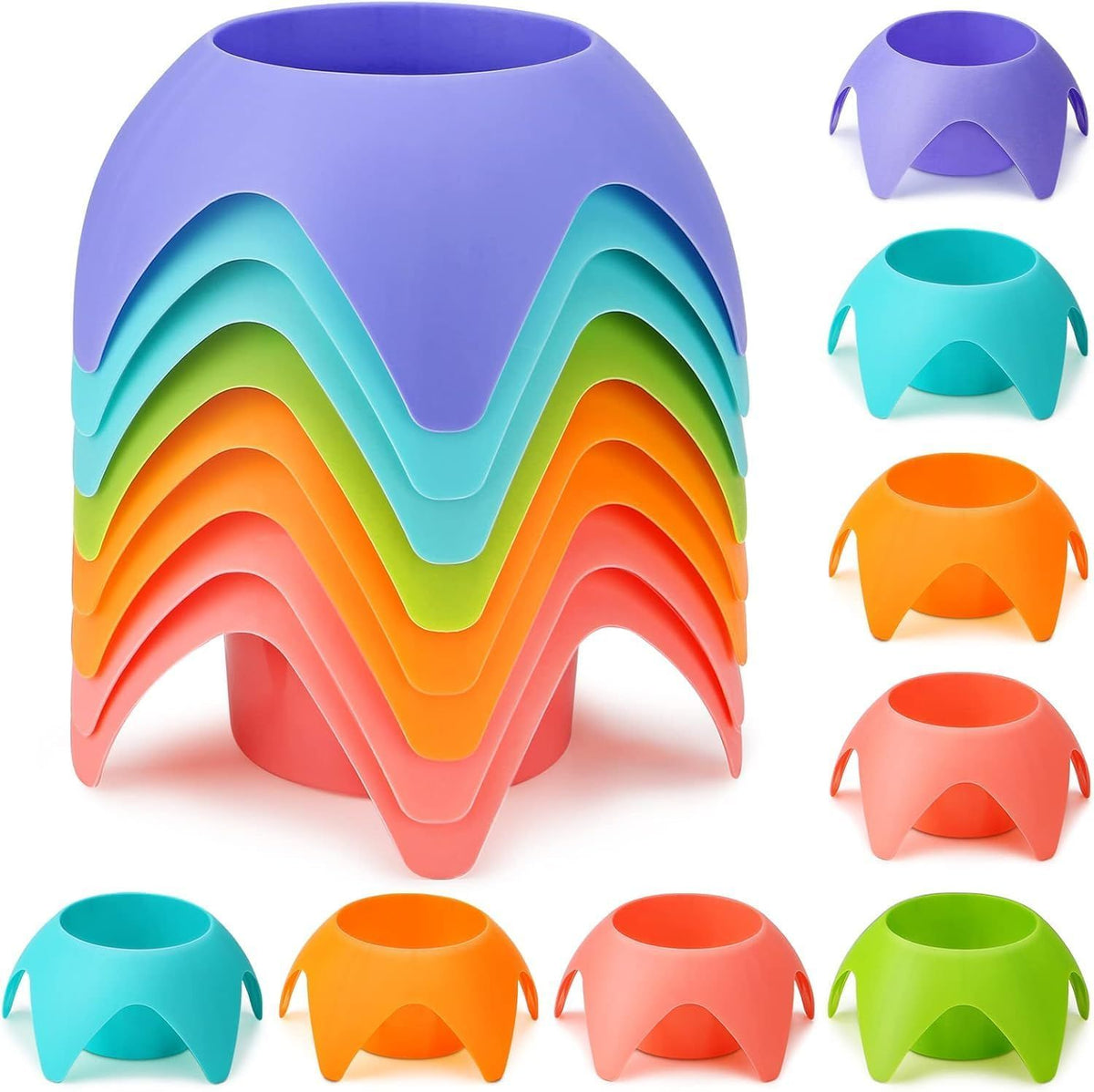 10 Piece Plastic Beach Cup Holders Multicolor