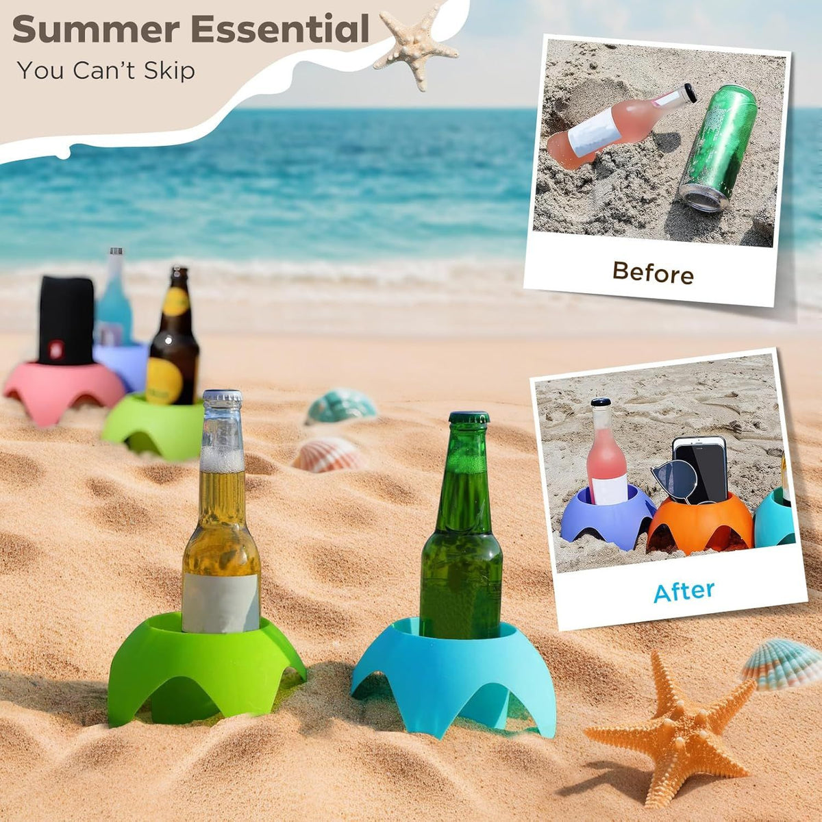 10 Piece Plastic Beach Cup Holders Multicolor