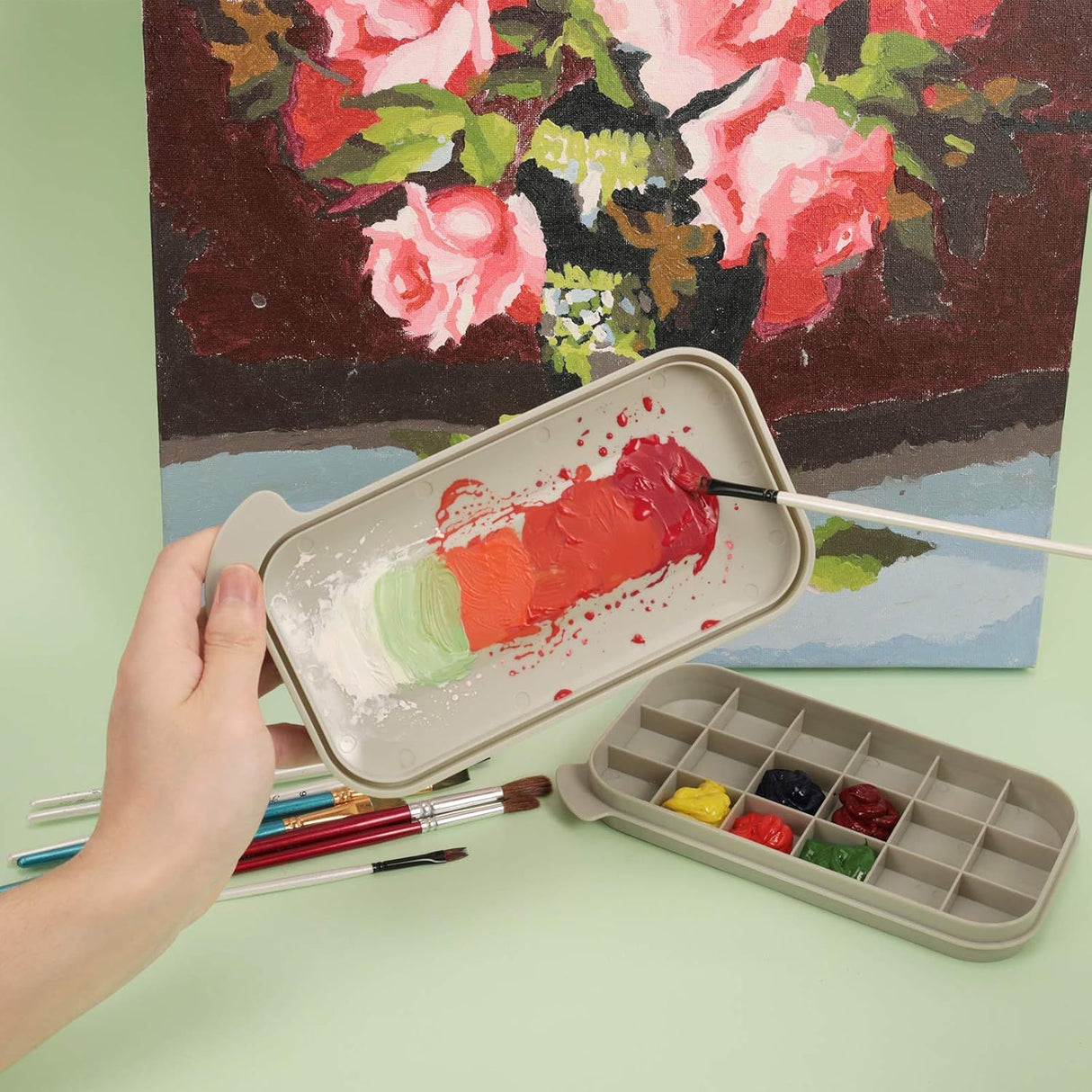 Brush Cleaner with Palette Grey for Acrylic and Watercolor