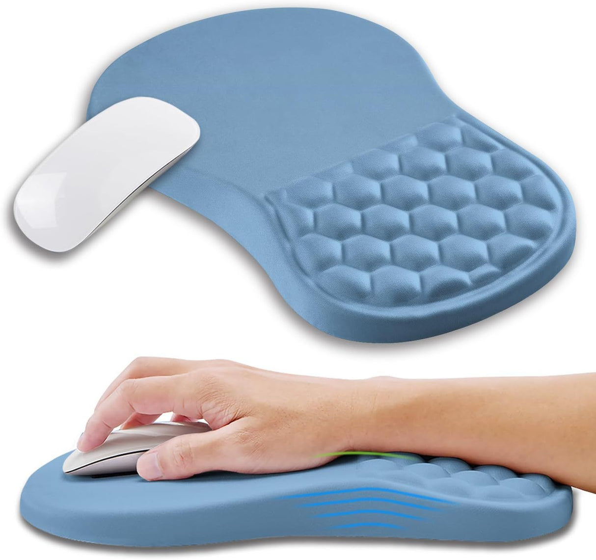 Ergonomic Memory Foam Mouse Pad with Wrist Rest Ocean Blue
