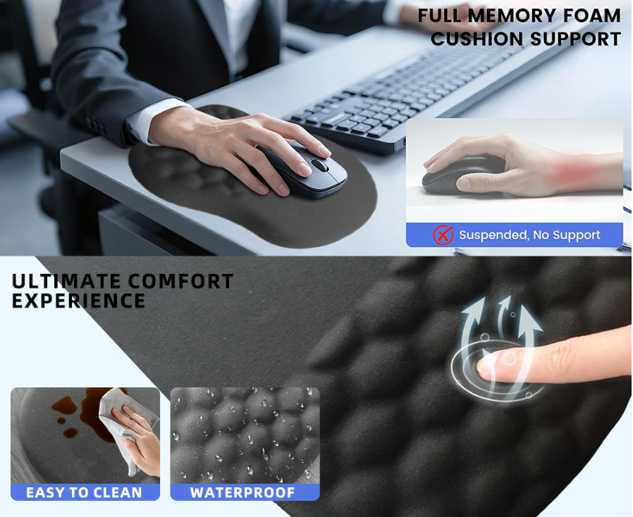 Ergonomic Memory Foam Mouse Pad with Wrist Rest Ocean Blue