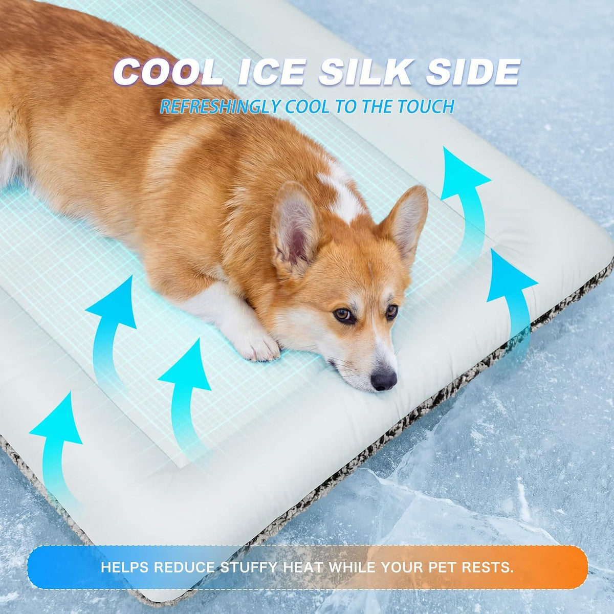 Reversible Cooling Mat for Dog and Cat Dark Blue, 60 x 90 cm
