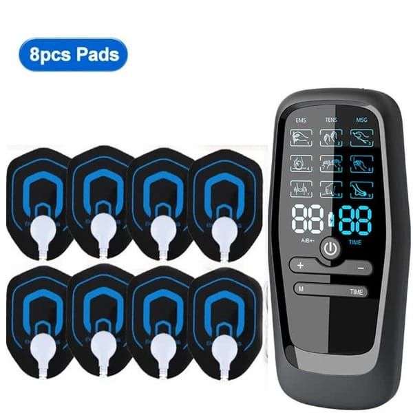 EMS TENS Massage Machine, Multi-function Meridian Pulse Therapy Device, Whole Body Microcurrent Pulse Massager with 8 Electrode Pads for Neck & Body Relief