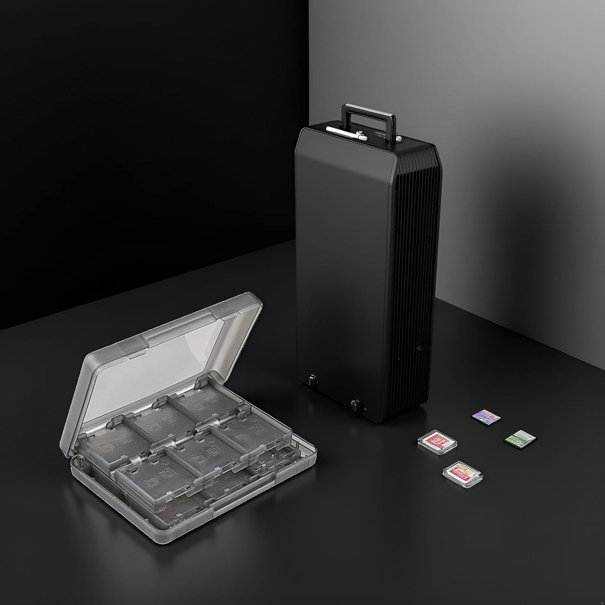 Black 26-in-1 Game Holder Case Fits up to 22 Games 2 SD Cards 2 Micro SD/TF Cards and 2 Stylus Pens for NEW 3DS / 3DS XL / 3DS LL