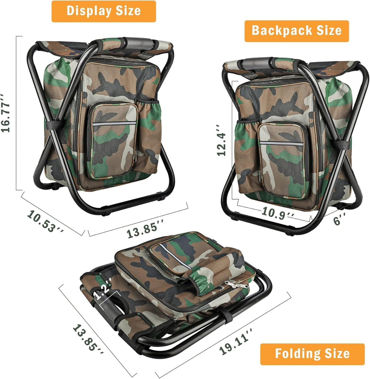 Camouflage Folding Camping Chair Portable Compact Adjustable Fishing Stool for Outdoor Use