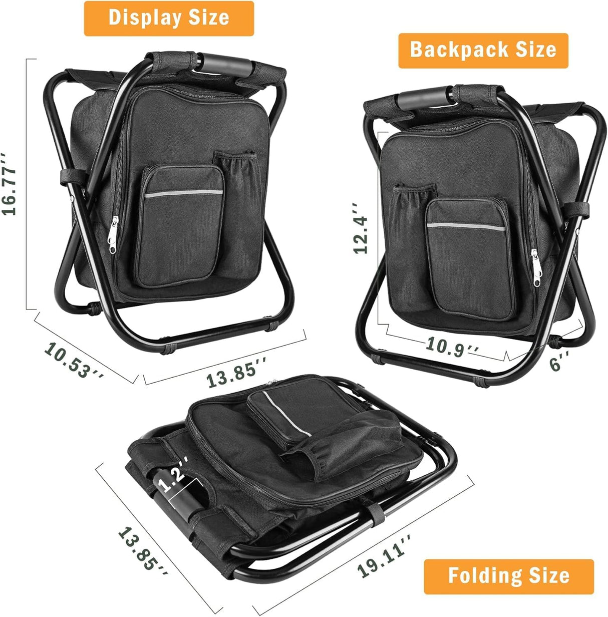 Folding Camping Chair Grey Portable Compact Adjustable Folding Chair for Outdoor Camping Fishing