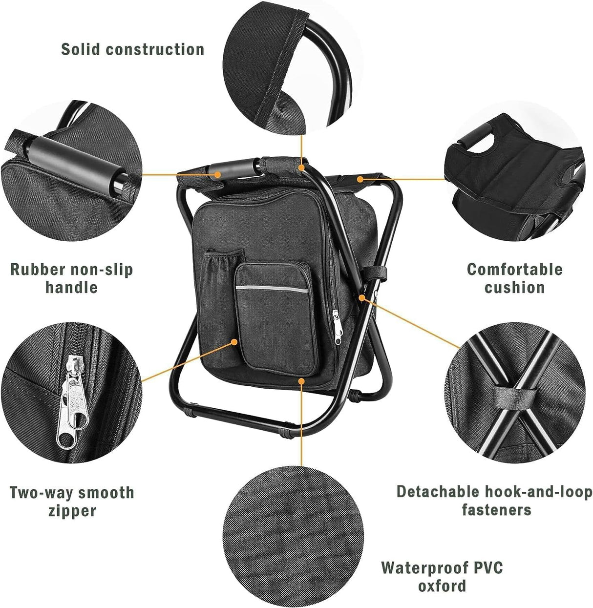 Folding Camping Chair Grey Portable Compact Adjustable Folding Chair for Outdoor Camping Fishing