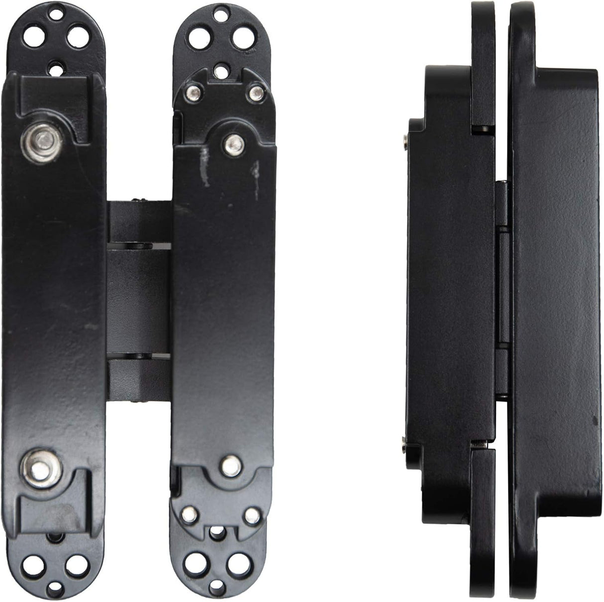 7 Inch Invisible Hinges - Black Pack of 2 (2 Count) - Modern Style - Metallic Finish - Zinc & Aluminum Alloy - 180 Degree Swing - 3D Adjustable Butt Hinge