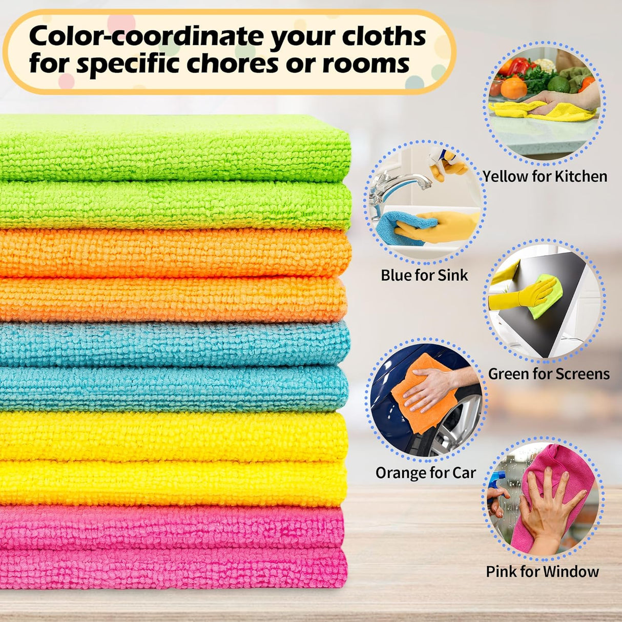 Microfiber Cleaning Cloth, 50 Pack Cleaning Rags& Microfiber Cleaning Cloth Bulk, 100 Pack Shop Towels