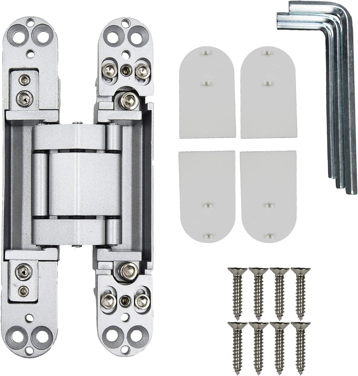 6inch Hidden Door Hinges Invisible Hinges Concealed Hinges Zinc Alloy 180 Degree Swing Hinge 3 Way Adjustable Butt Hinge 6 x 2.5 x 1 inch (Silver Pack of 3)