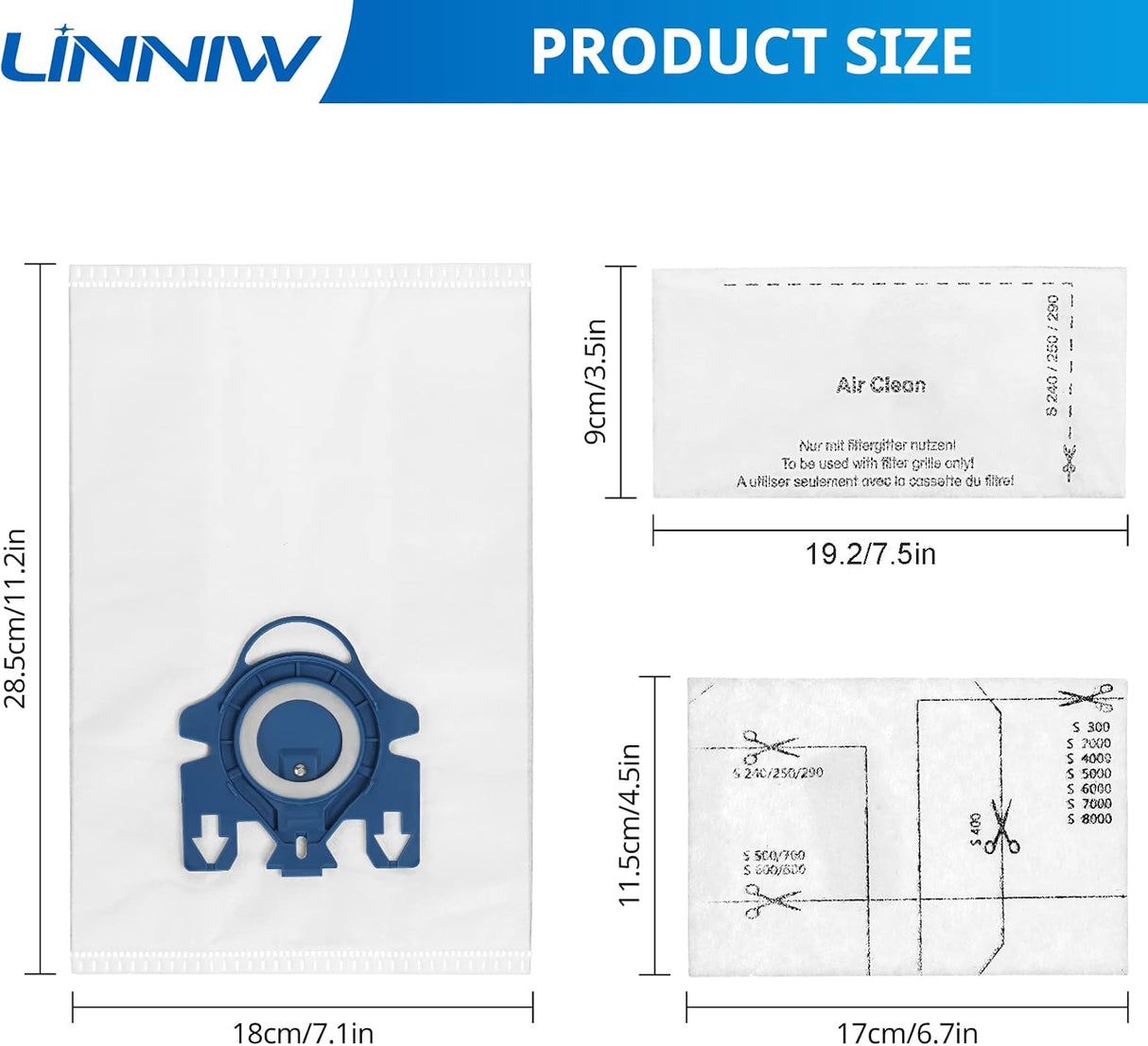 20 Pack 3D Airclean GN Vacuum Cleaner Bags and 20 Pack FJM Vacuum Bags Compatible with Miele Canister Vacuum Cleaner