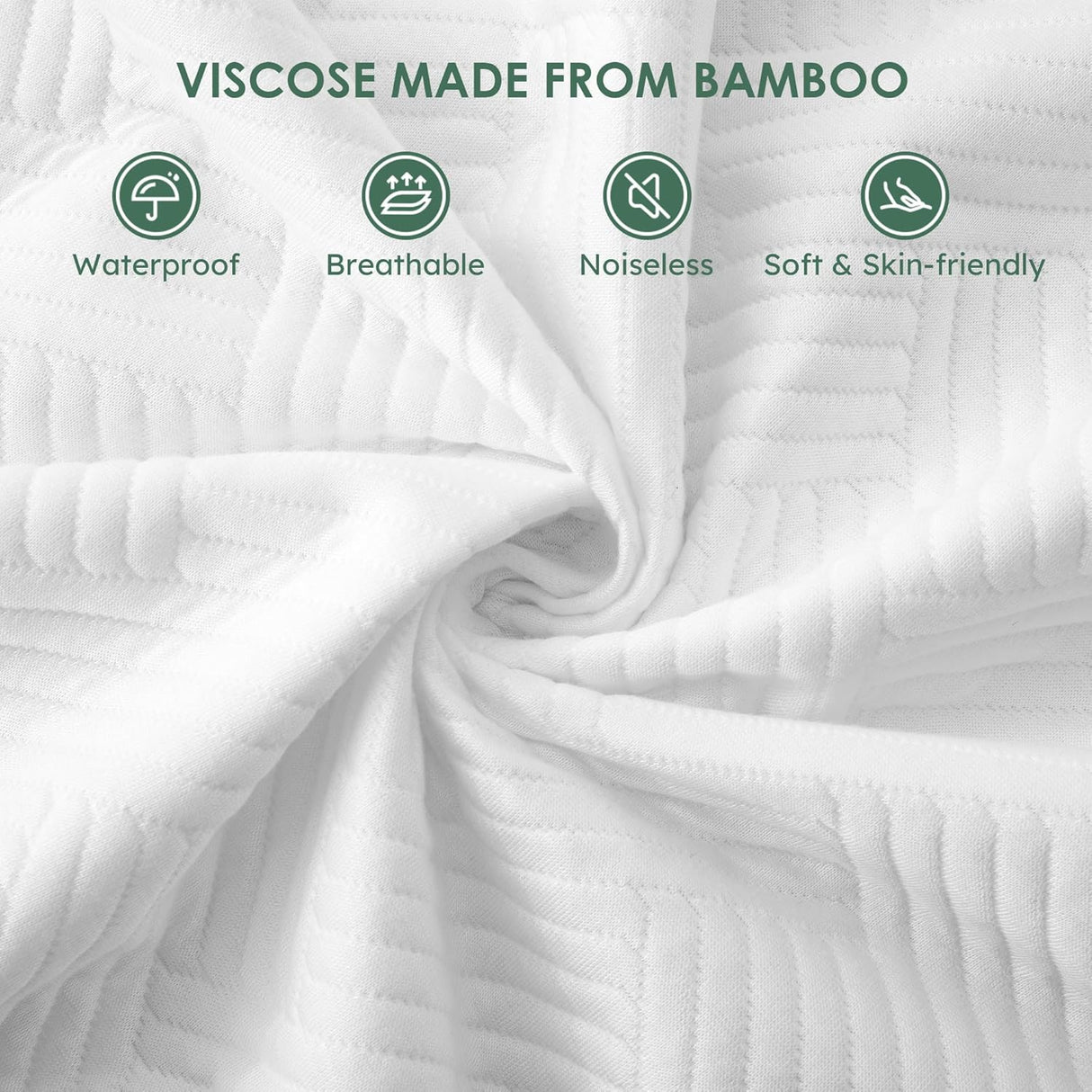 Queen Size 100% Waterproof Mattress Protector, Mattress Pad Cover Fitted 8"-21" Deep Pocket, 3D Air Fabric Soft Breathable Cooling Bed Mattress Cover Noiseless Washable, White-Fence