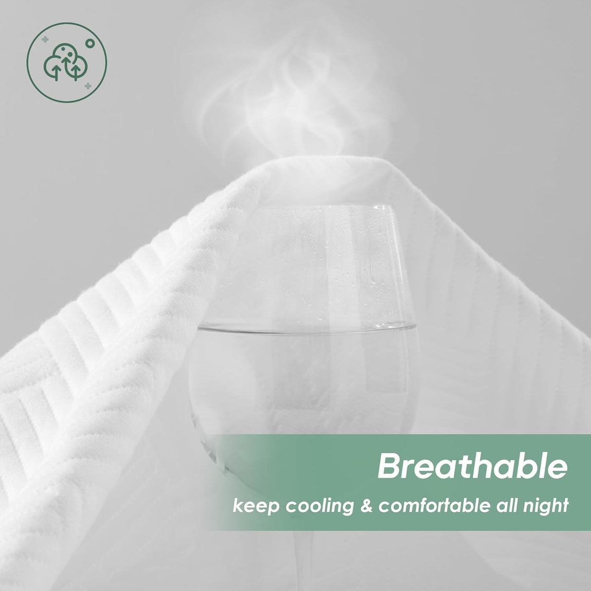 Queen Size 100% Waterproof Mattress Protector, Mattress Pad Cover Fitted 8"-21" Deep Pocket, 3D Air Fabric Soft Breathable Cooling Bed Mattress Cover Noiseless Washable, White-Fence